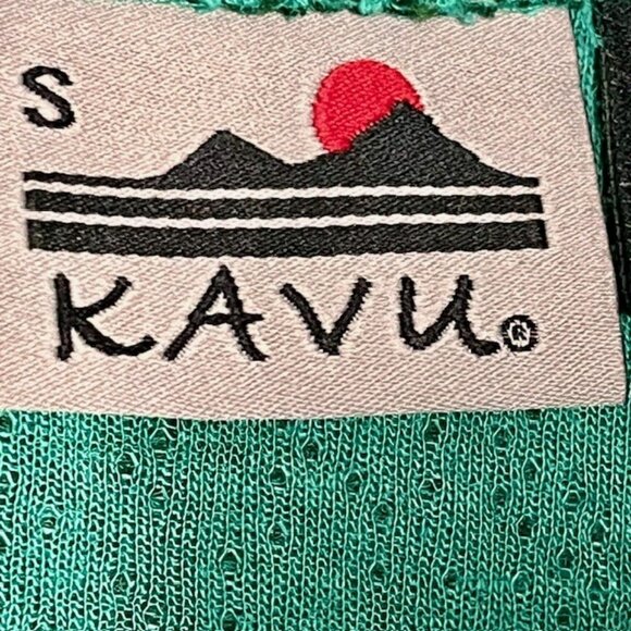 KAVU Lopez Jacquard Button Up High Neck Pullover Sweater - Green/Black - S - Picture 9 of 9